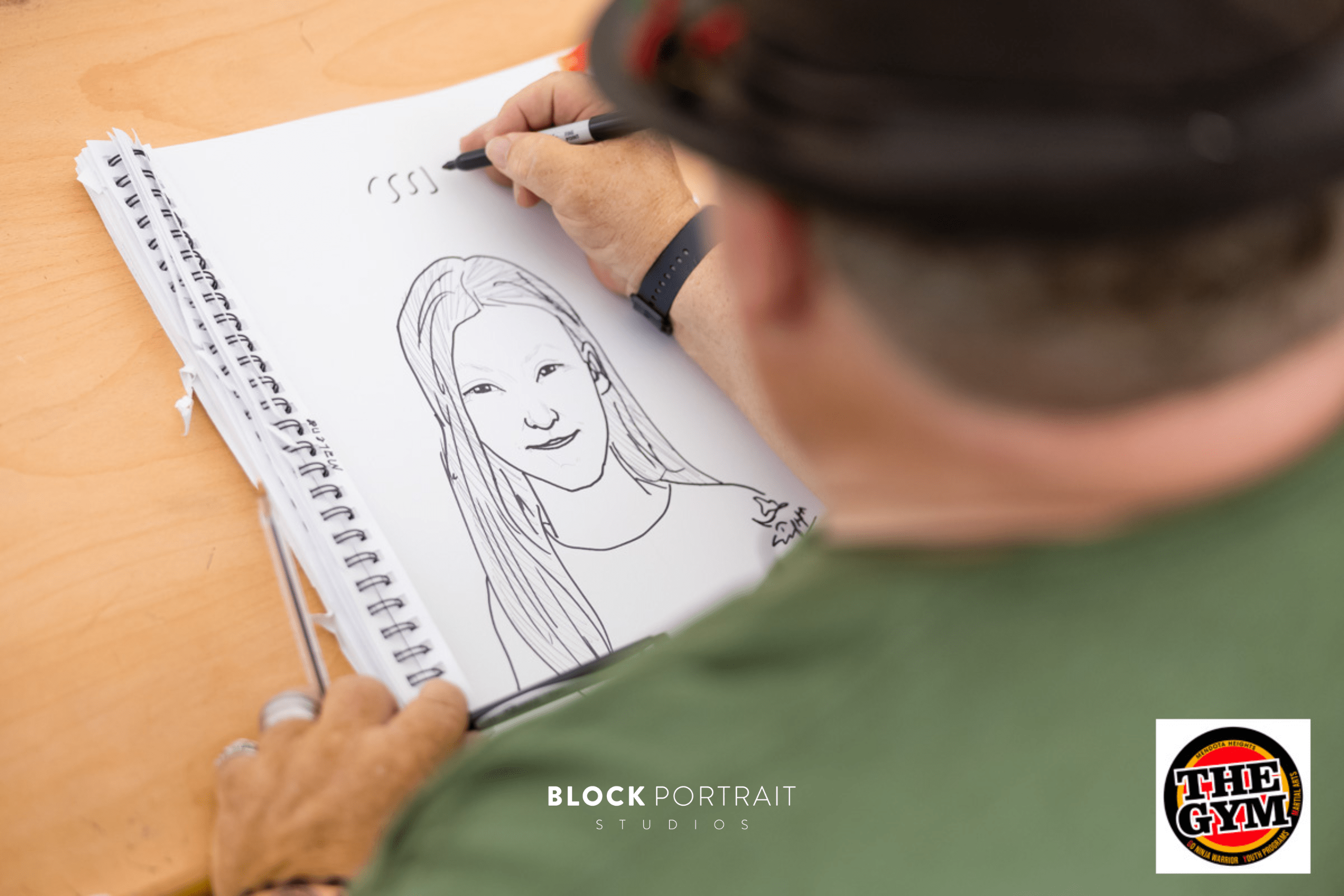 A caricature artist's sketchpad of a girl.