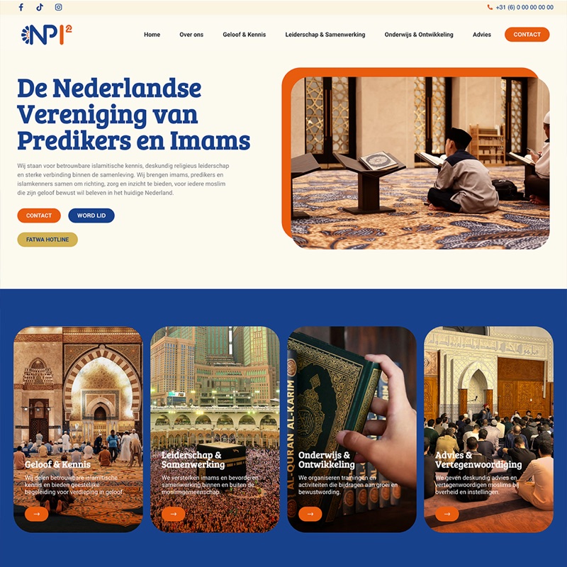 Website van de Nederlandse Vereniging van Predikers en Imams