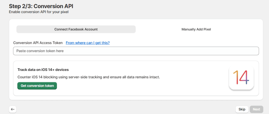 Adding Conversion API access token 