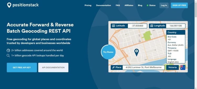2. Positionstack – The Best IP Geolocation API for Real-Time Geocoding