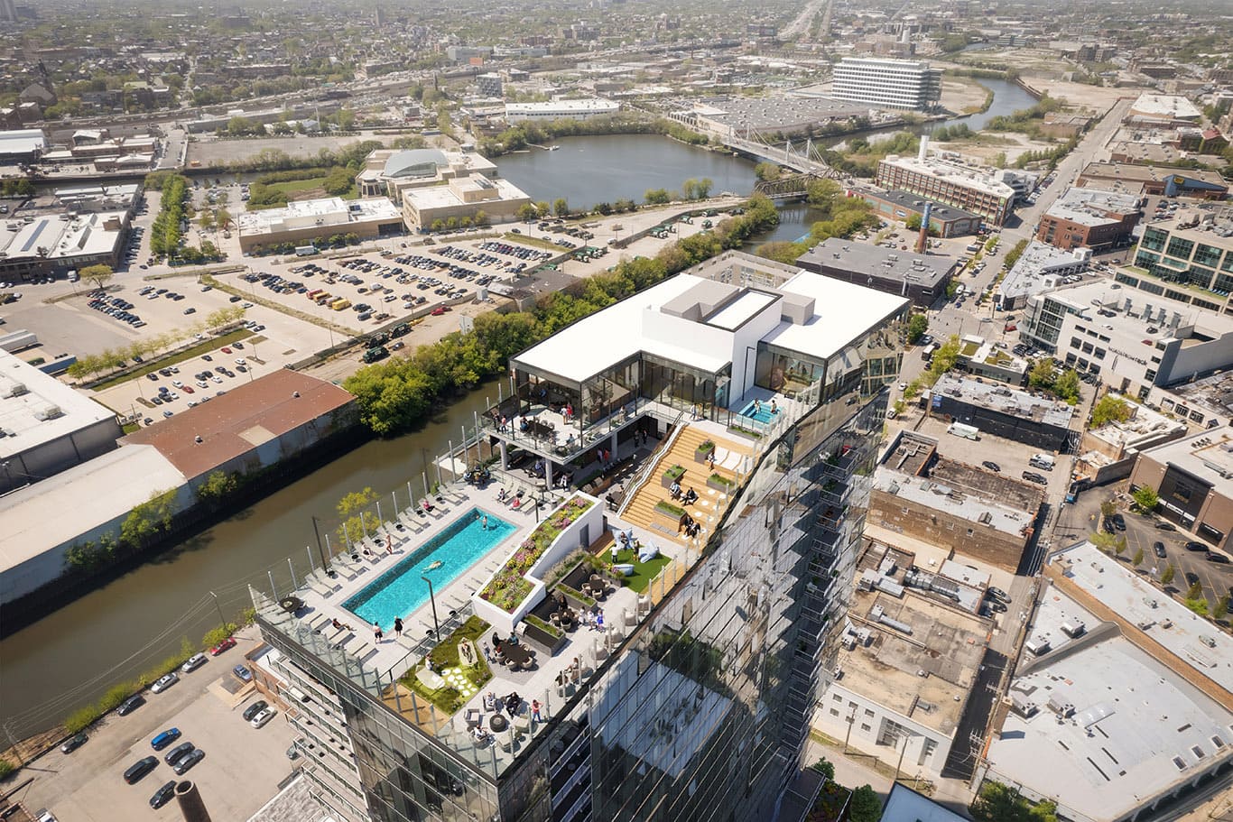 Rooftop Amenity Deck at Foundry in Chicago, IL