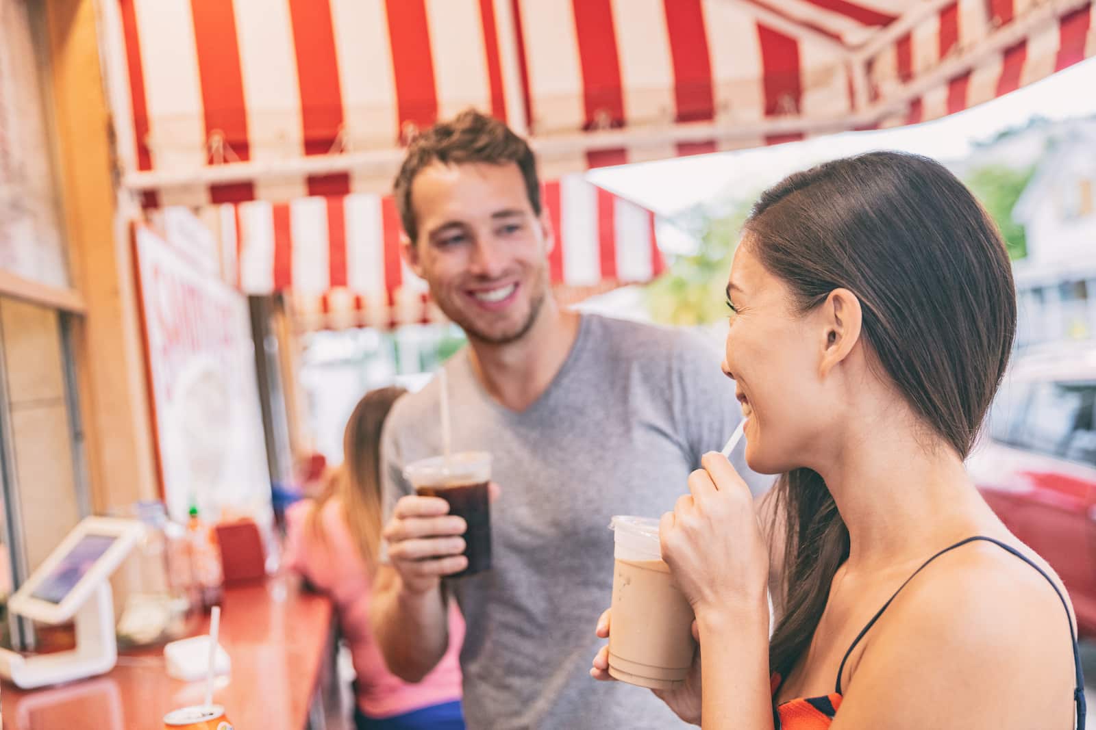 Customers Grabbing Iced Coffee in Miami