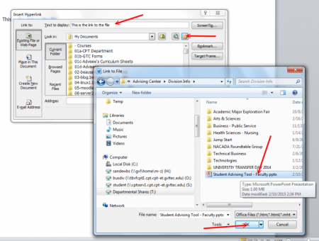 How to create a hyperlink in word or outlook to a file or folder on a