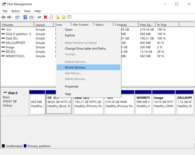 how to change partitions in windows