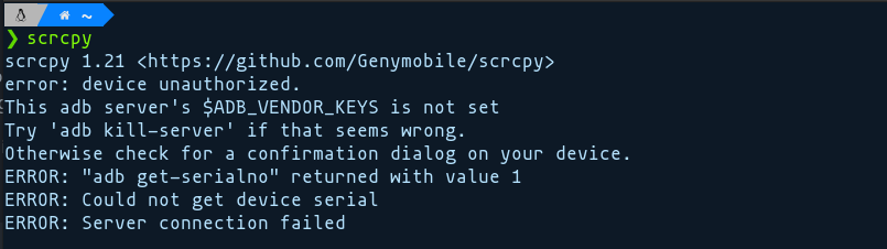 scrcpy error