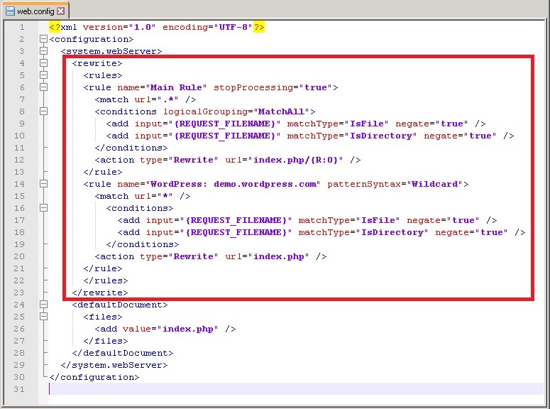 Wordpress 添加 IIS URL Rewrite 路由规则