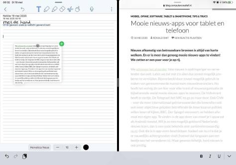noteren op tablet en smartphone