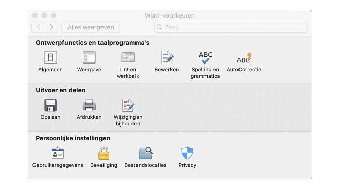 Instellingen van Word (en andere Office-onderdelen)