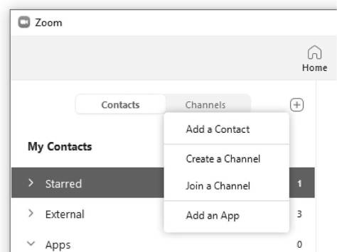 werken met contacten in Zoom