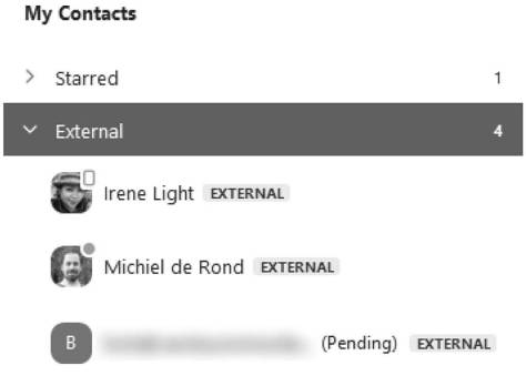 werken met contacten in Zoom