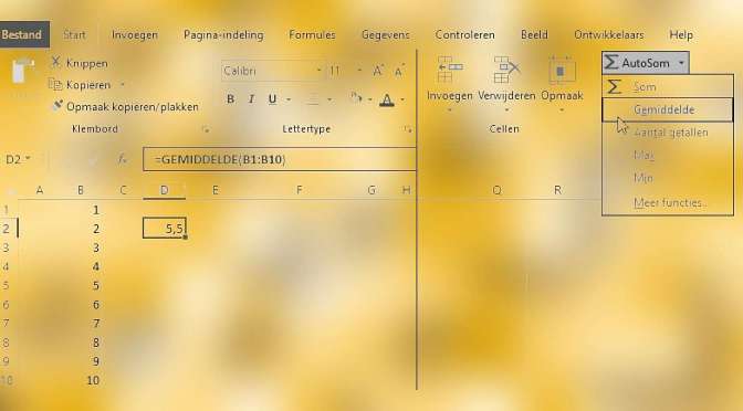 Gemiddelde berekenen in Excel