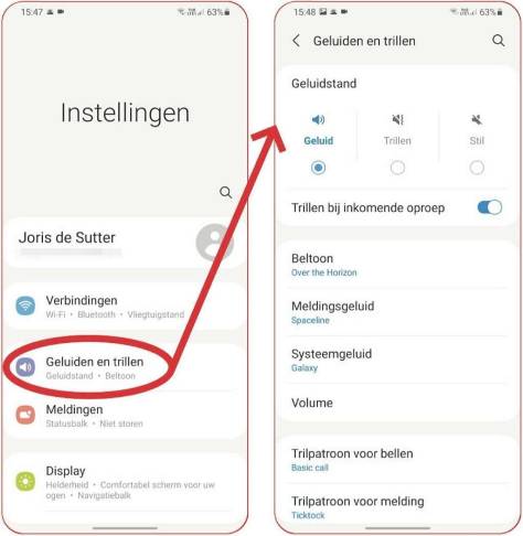 geluidsprofielen in Android