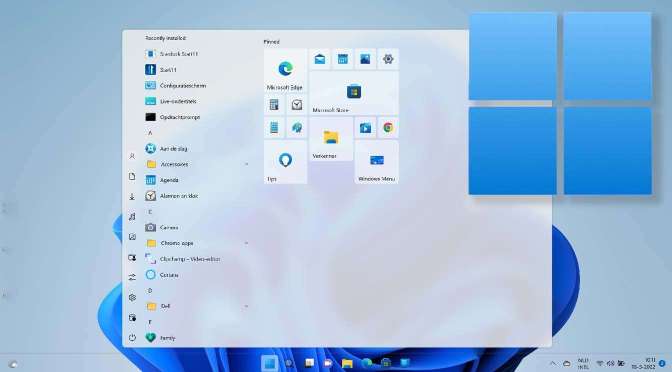 Windows 11 startmenu aanpassen