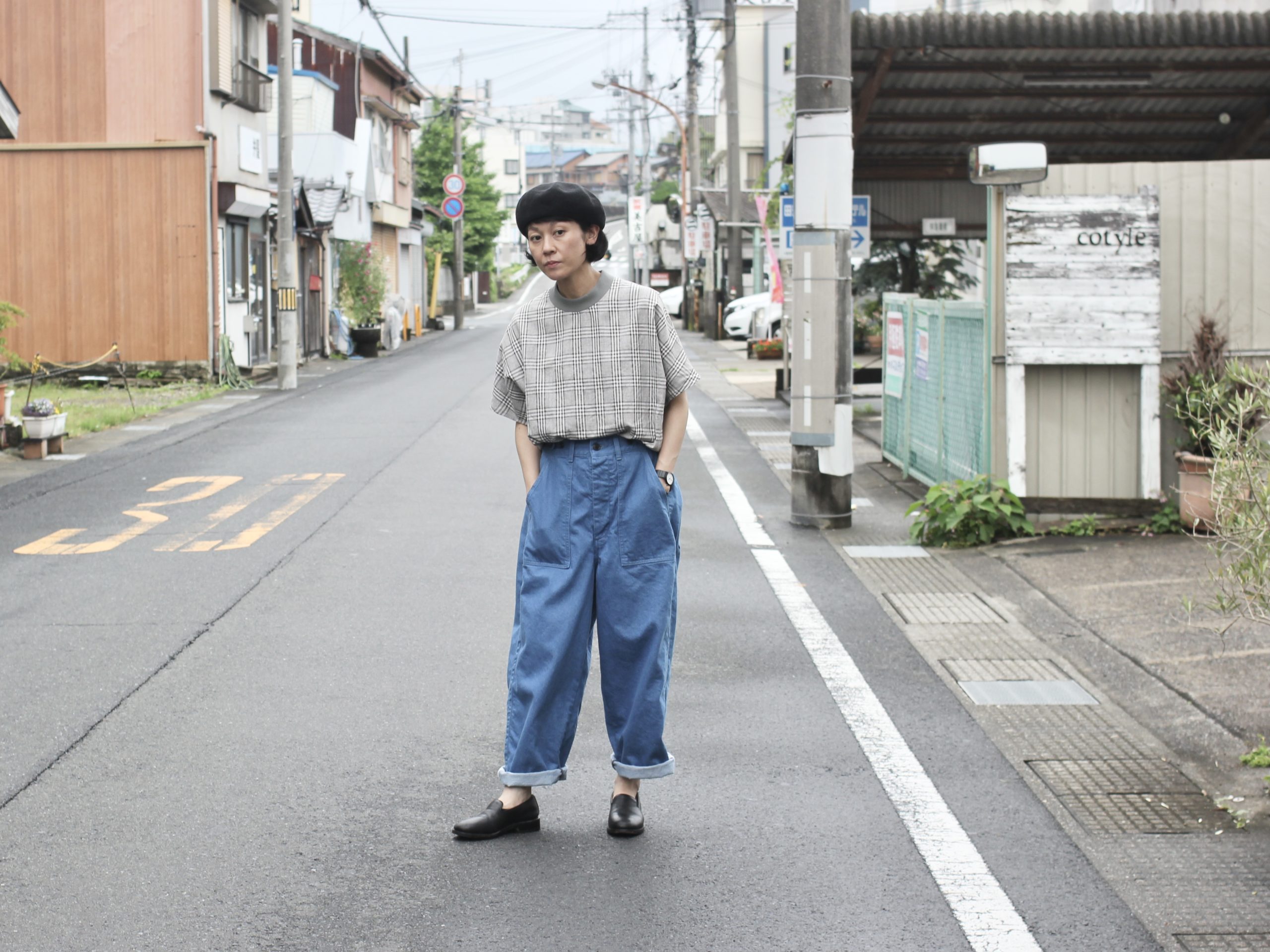 Atelier d'antan グレー 半袖ブラウス リネン Tyndale