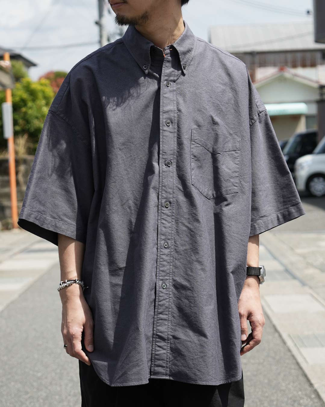 トップス Oxford Oversized S/S B.D Shirt Graphpaper) Oxford S/S Oversized B.D Shirt (GM252-50076B