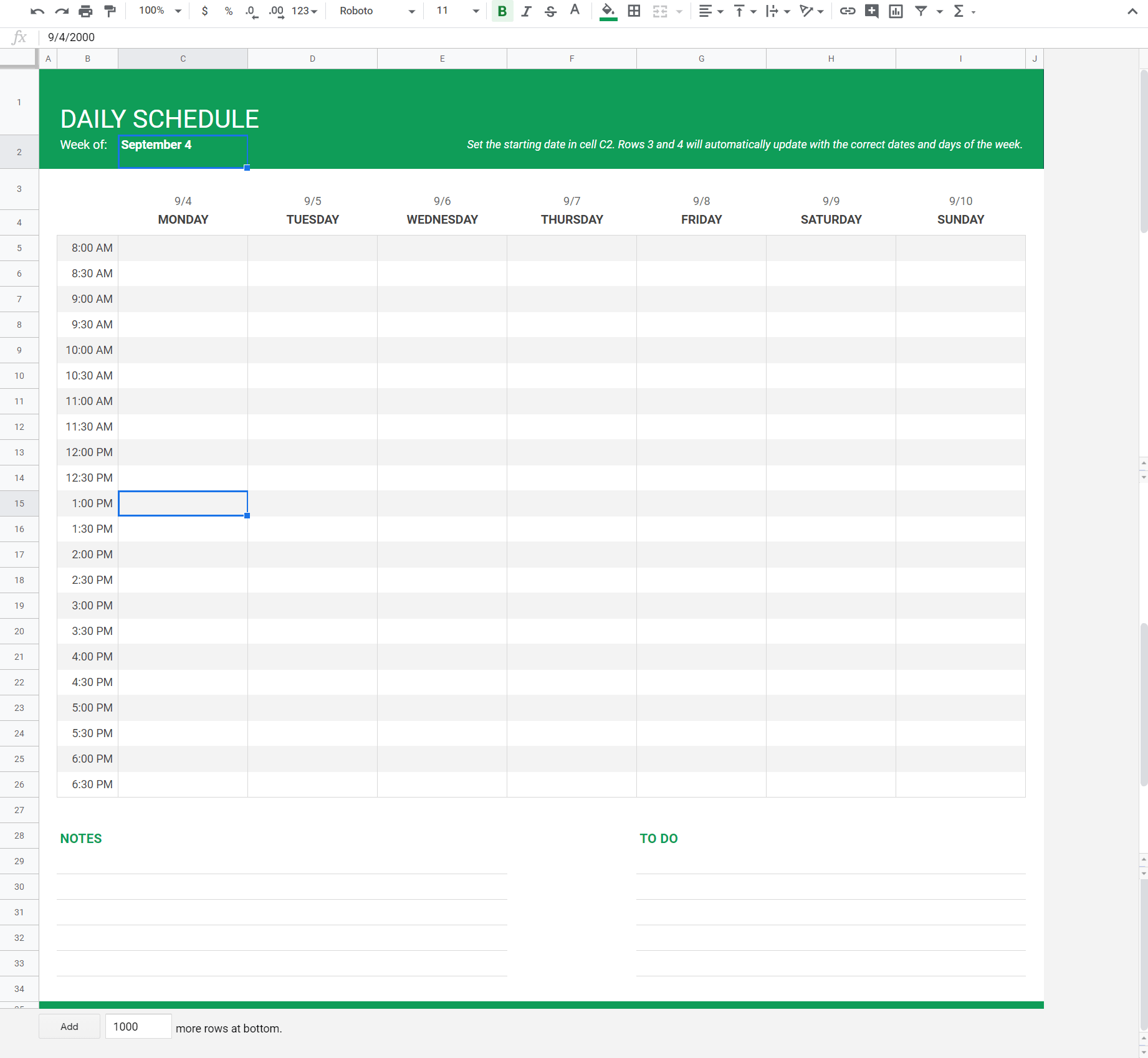 Appointment Sign Up Sheet Template