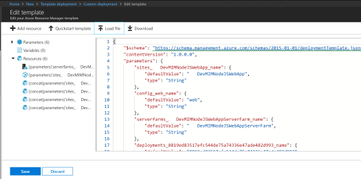 Azure Zip Push Deploy - Load Parameters then Template JSON Files