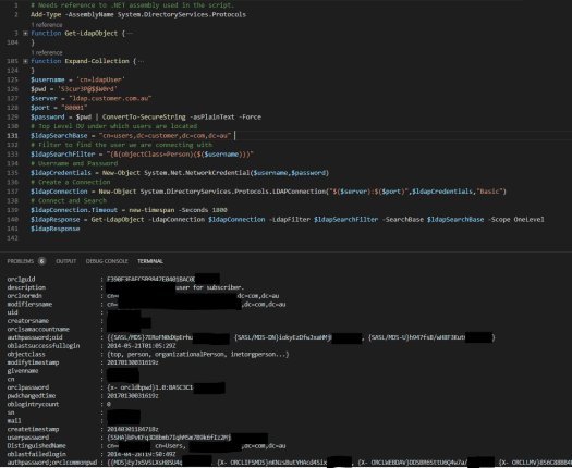 LDAP PowerShell Result in Text from Oracle Internet Directory.PNG