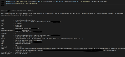 Access Token via decode in PowerShell with JWTDetails