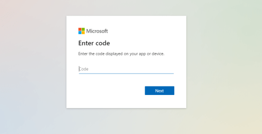 Enter Device Code for Authentication