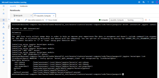 Install .NET Interactive for Jupyter for .NET Interactive Kernels in AzureML