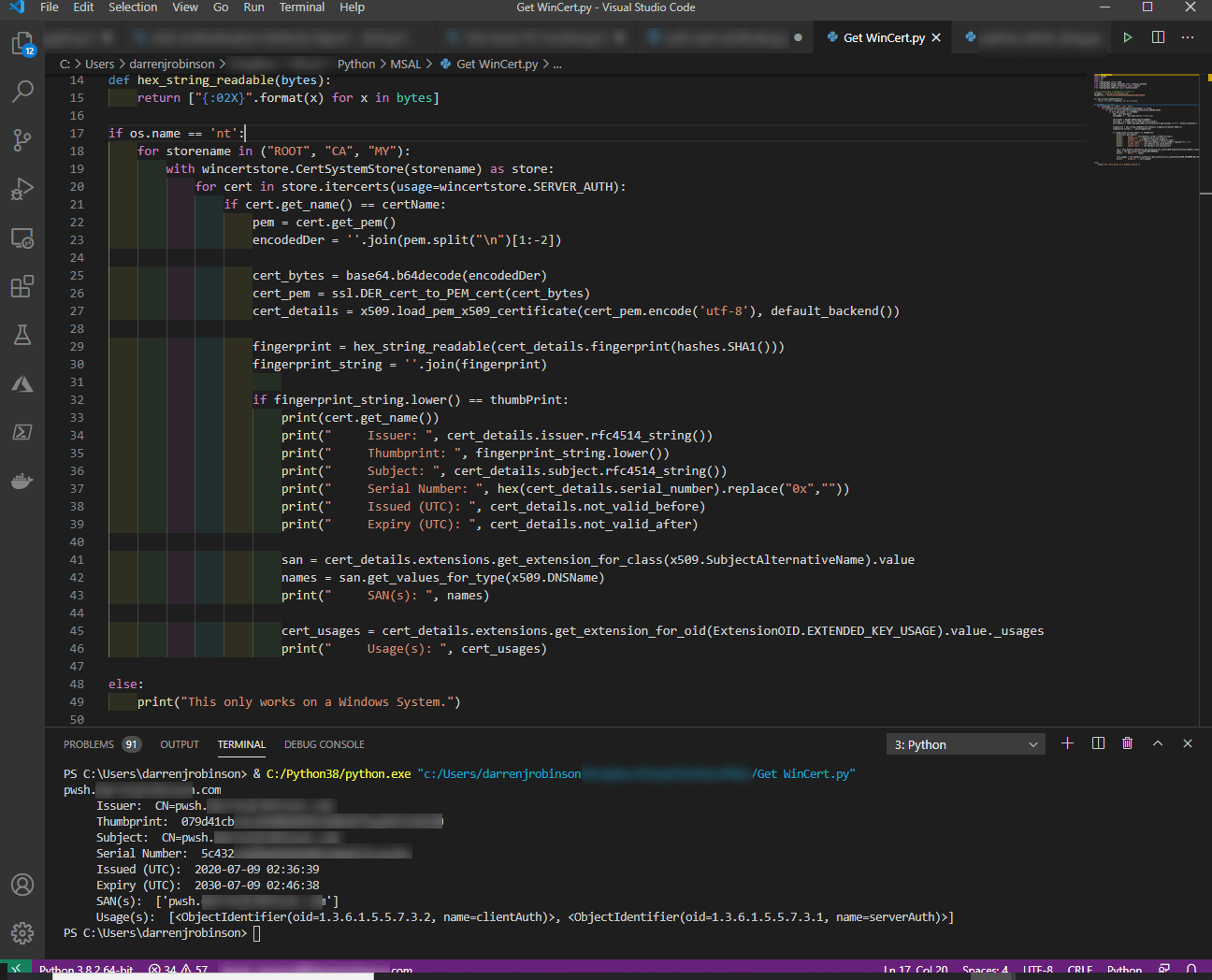 Accessing the Windows Certificate Store using Python - darrenjrobinson ...