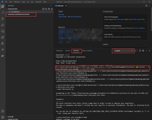 Azure AD Change Notification Azure PowerShell Function