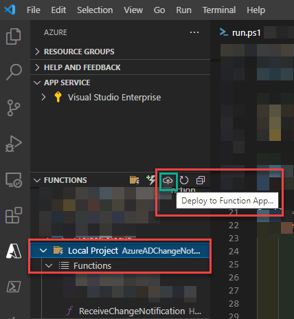 Azure AD Change Notification Azure PowerShell Function deploy to Azure