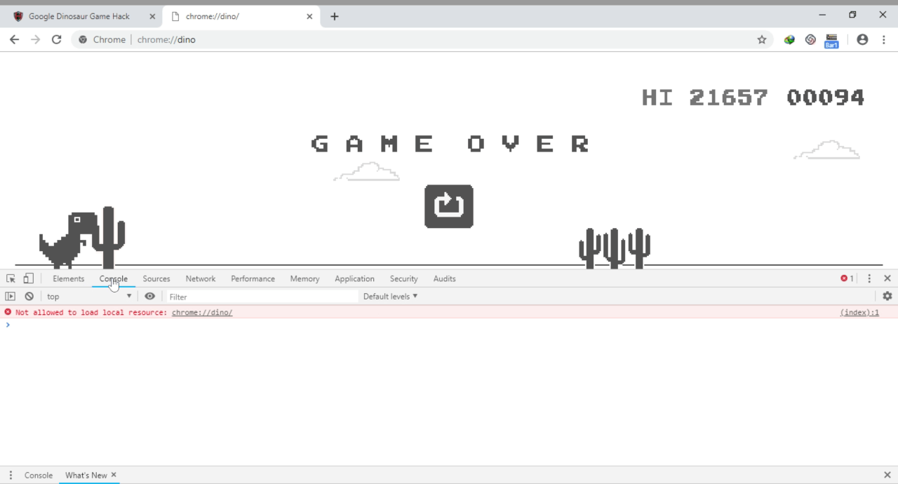 Play Now on Chrome: Google Chrome Dinosaur Game Script [Now Playing] 