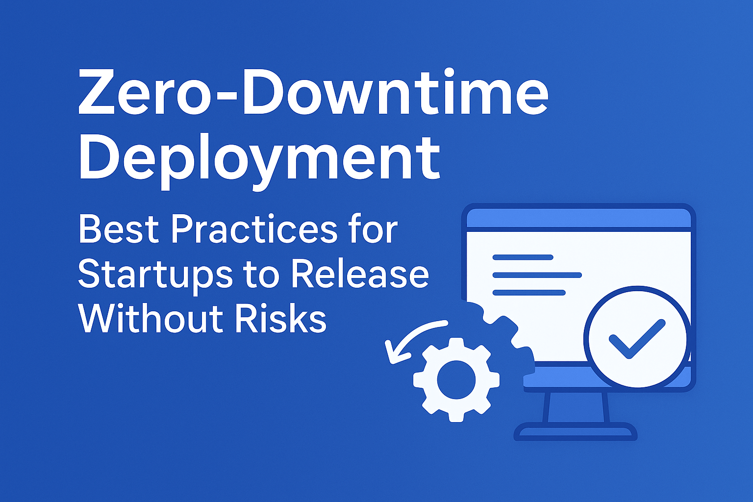 Vector illustration of developers deploying software with zero downtime using cloud servers, automation tools, and smooth feature releases.