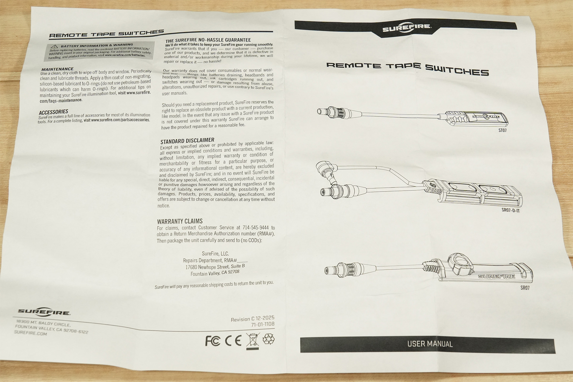 SUREFIRE製リモートスイッチ、WEAPONLIGHT SWITCH CSP-07とUE SCOUT