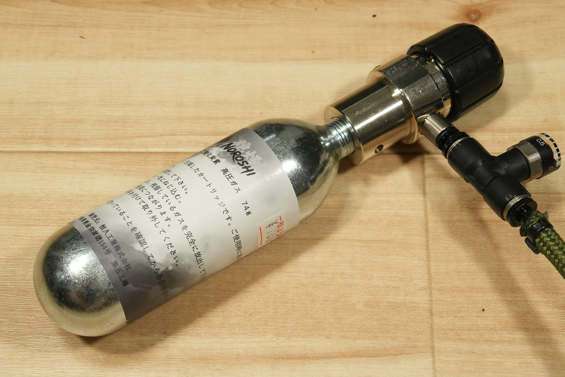NOROSHI製 グリーンガスボンベ互換（サンプロジェクト製レギュレーター