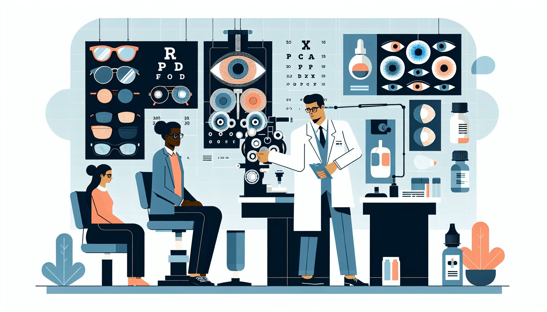 comprehensive eye care solution flat illustration style