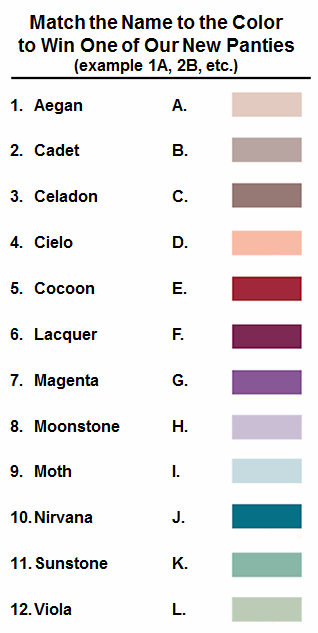 Directions · students research spanish and french (or any other language) color names and their pronunciations. What Color Is Moonstone Anyway Match The Name To The Color To Win One Of Our New Panties Faerie S Dance