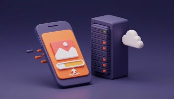 3D illustration of a smartphone uploading an image to cloud storage, representing quick image upload functionality and seamless server integration.