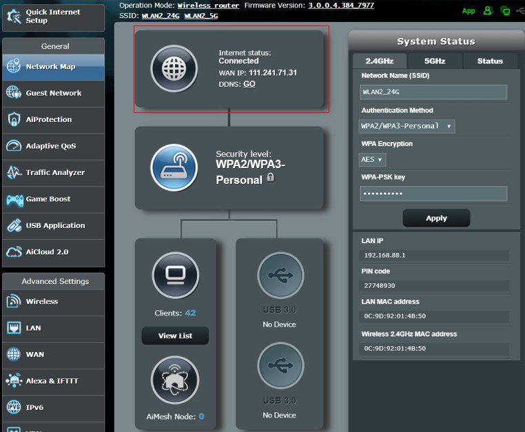 AsusWRT Main Dashboard Image