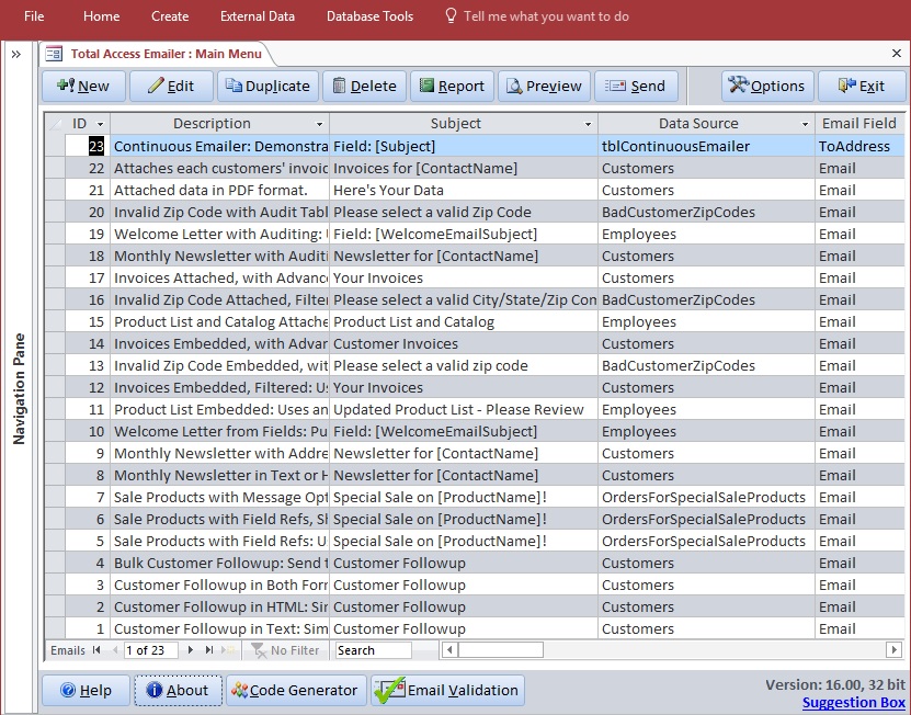 Total Access Emailer Ships for Microsoft Access 2016