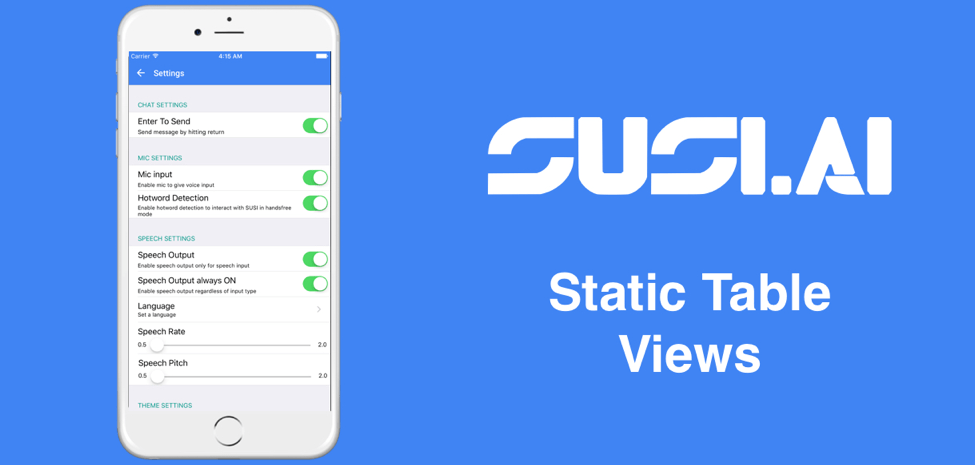 You are currently viewing Settings Controller UI using Static Table View