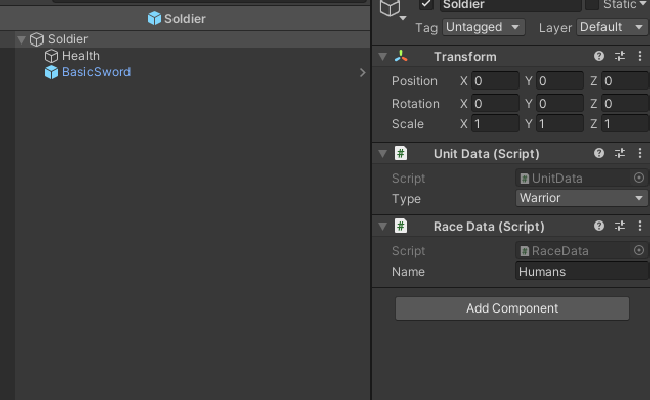 Using Unity Prefabs And GameObjects Only For Data.