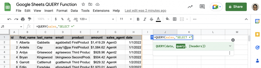 Google sheets query function (complete guide)
