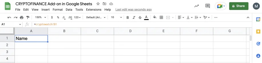 How to Use CRYPTOFINANCE Add-On for Google Sheets | Layer Blog (17) How to Use CRYPTOFINANCE Add-On for Google Sheets | Layer Blog (17)