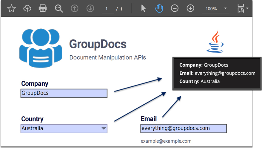 Parse And Extract Fillable PDF Form Field Values In Java
