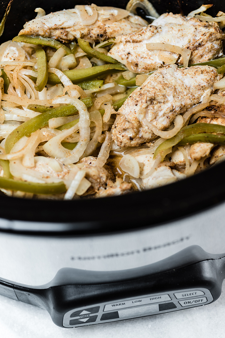 Slow cooker chicken philly