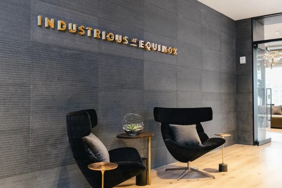 Flexible coworking office at Industrious 31 Hudson Yards, New York, with fitness centre access