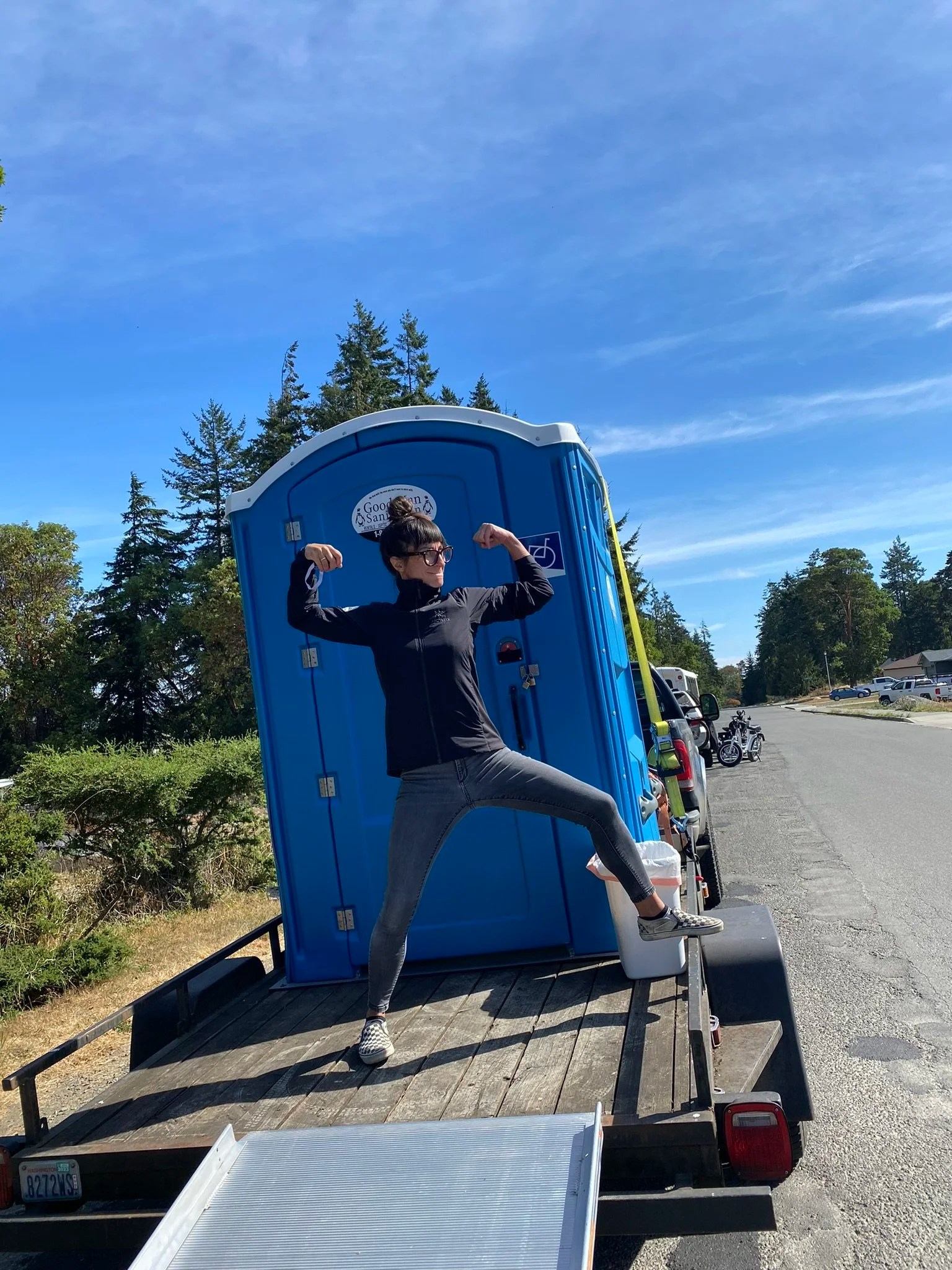  Serious appreciation of the porta potty! 