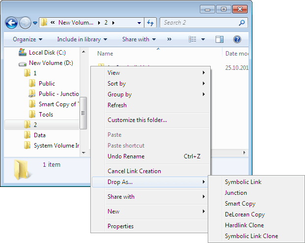 Screenshot of Link Shell Extension