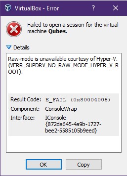 Image of the RAW mode error.