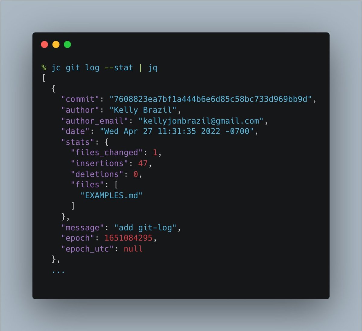 Easily Convert git log Output to JSON - Brazil's Blog