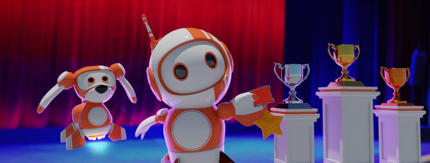 Robix accepting an award