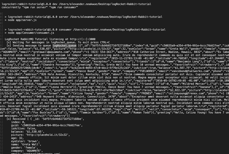 Output From The Application Console